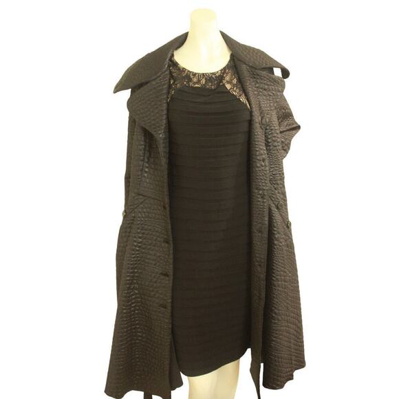 ✨HOST PICK✨ Samuel Dong Black Alligator Jacquard A-line Coat - Sz L (Boutique) - Picture 3 of 7